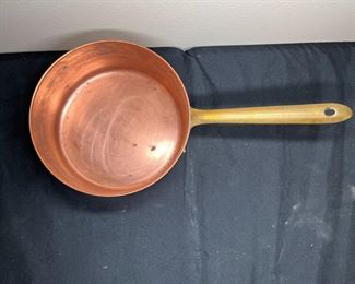 7" Copper Sauce Pan With Brass Handle