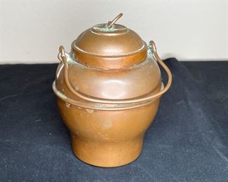 Copper Measuring Cups, Cookie Cutter, Covered Jar