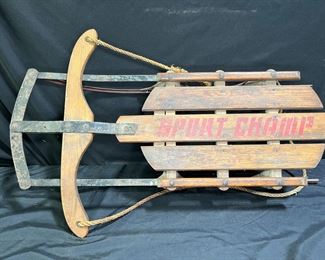 Vtg Spirit Champ No 9B Wooden Sled