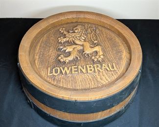 Vintage Lowenbrau Round Plastic Keg Barrel Sign
