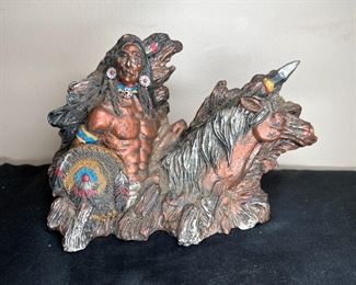 American 3rd Edition Indian & Horses Sculpture