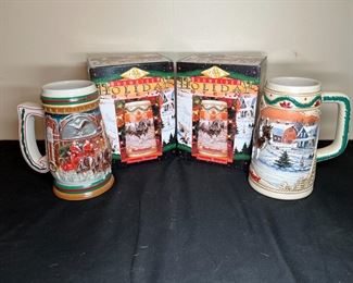 2 NIB Budweiser Holiday Steins & More