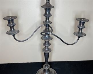 2 Huge Ornate Silver Plate 3-Candle Candelabras