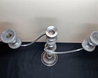 2 Huge Ornate Silver Plate 3-Candle Candelabras