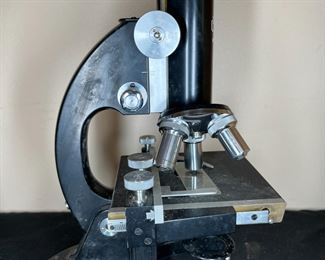 2 Vintage Microscopes In Original Wooden Boxes