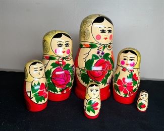 Vintage Cat, Russian, & Turkish Nesting Dolls