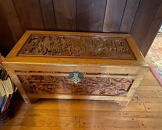 Antique Asian chest - hand carved trunk.