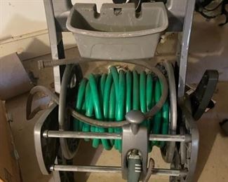 Hose reel with hose.