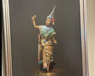 Gouache style painting of Thai dancer.