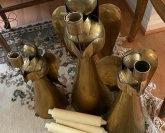 Vintage brass angel candle holders.