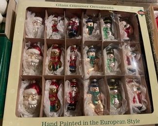 Large selection of vintage Christmas items, including Shiny Brites.