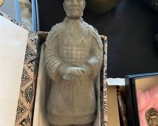 Chinese Warrior Terracotta statue in box.