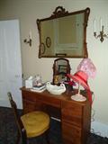 antique desk, mirror