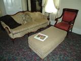 antique sofa, Empire chair, ottoman