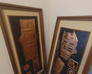 Copper wall Art - trains