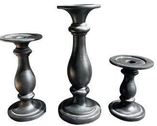 Black Wood Candle Holders