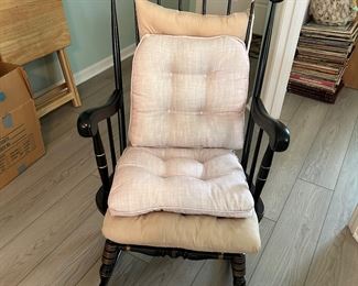 Black Wood Rocking Chair, Painted Detail