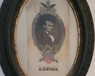 Embroidered on silk large Abraham Lincoln mourning ribbon