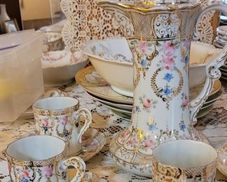 Gorgeous antique porcelain chocolate set