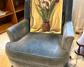 blue swivel chair, original Jean Smith water color 1947