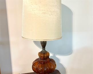 another vintage two light amber glass lamp
