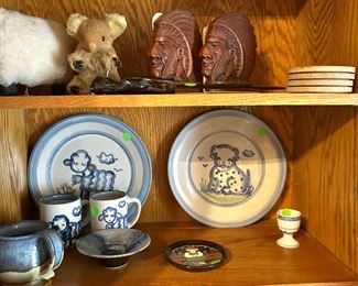 Hadley pottery , Indian head bookends 