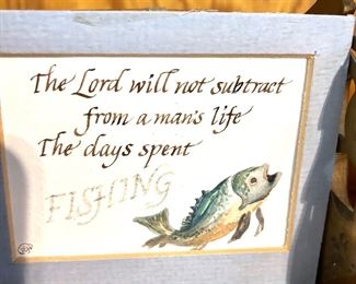 Jean Smith fishing watercolor original 