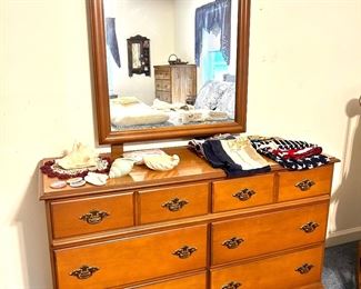 maple dresser,scarves 