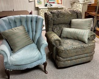 recliner and blue chair 