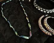 wvyg jewelry collection vintage black plastic rhinestone cuff and hoop earrings art deco4361 t