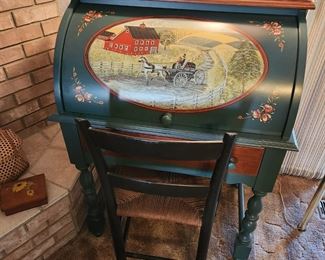 Leick Furniture Roll Top Desk with Chair