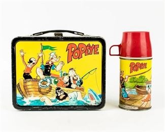 Lot 127 - 1964 Popeye Metal Lunch Box With Thermos