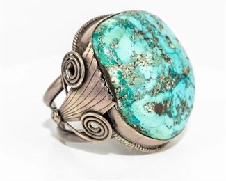 Lot 145 - 
Jewelry Sterling Silver Turquoise Cuff Bracelet