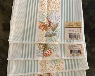 4 Rose Tree Sea Shell Cotton Dinner Napkins