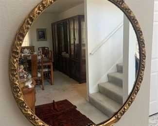 Gold Toned Ornate Framed Round Mirror
