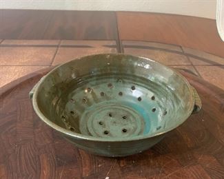 Green Pottery Berry Bowl/Collander