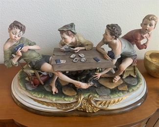 Merli Capodimonte Card Game Sculpture