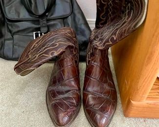 Crocodile Skin Leather Brown Cowboy Western Boots