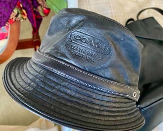 Coach Black Leather Bucket Hat 