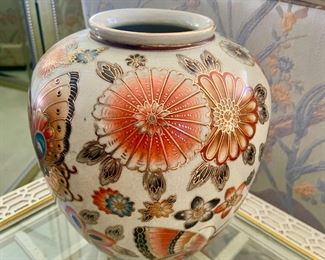 Hand Painted Asian Floral/Butterfly Design Vase