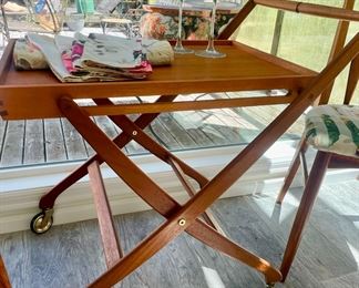 1960s Folding Teak Danish Modern Bar Cart