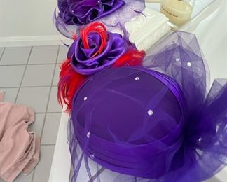 Purple Women Fashion Hat with Tulle