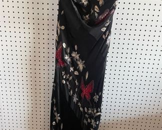 Sue Wong Black, Red and White Floral Dress Size 10