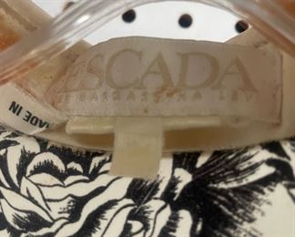 Escada White and Black Floral Blouse