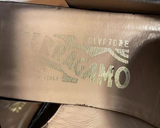 Salvatore Ferragamo Black Crocodile Pattern Loafers