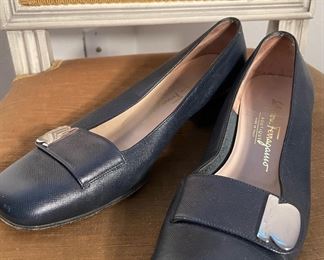 Navy Blue Salvatore Ferragamo Loafers