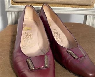 Ferragamo Burgundy High Heels