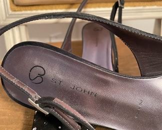 St. John Black Studded Sling Back High Heels