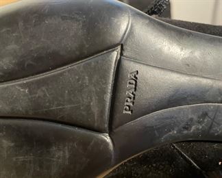 Prada Black Suede Knee Boots