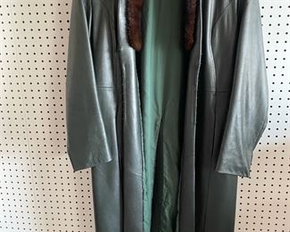 State Of Claude Montana Green Leather Trench Coat